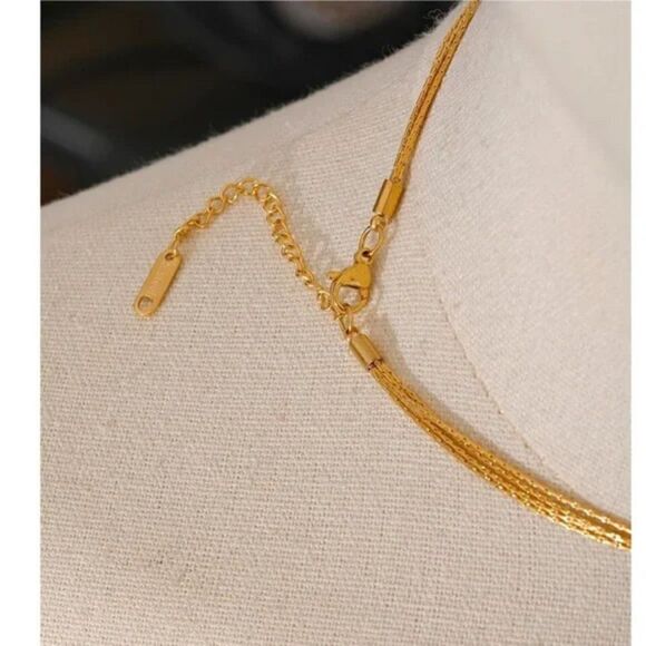 NEW Layered Gold Chain Choker Necklace - Picture 11 of 13